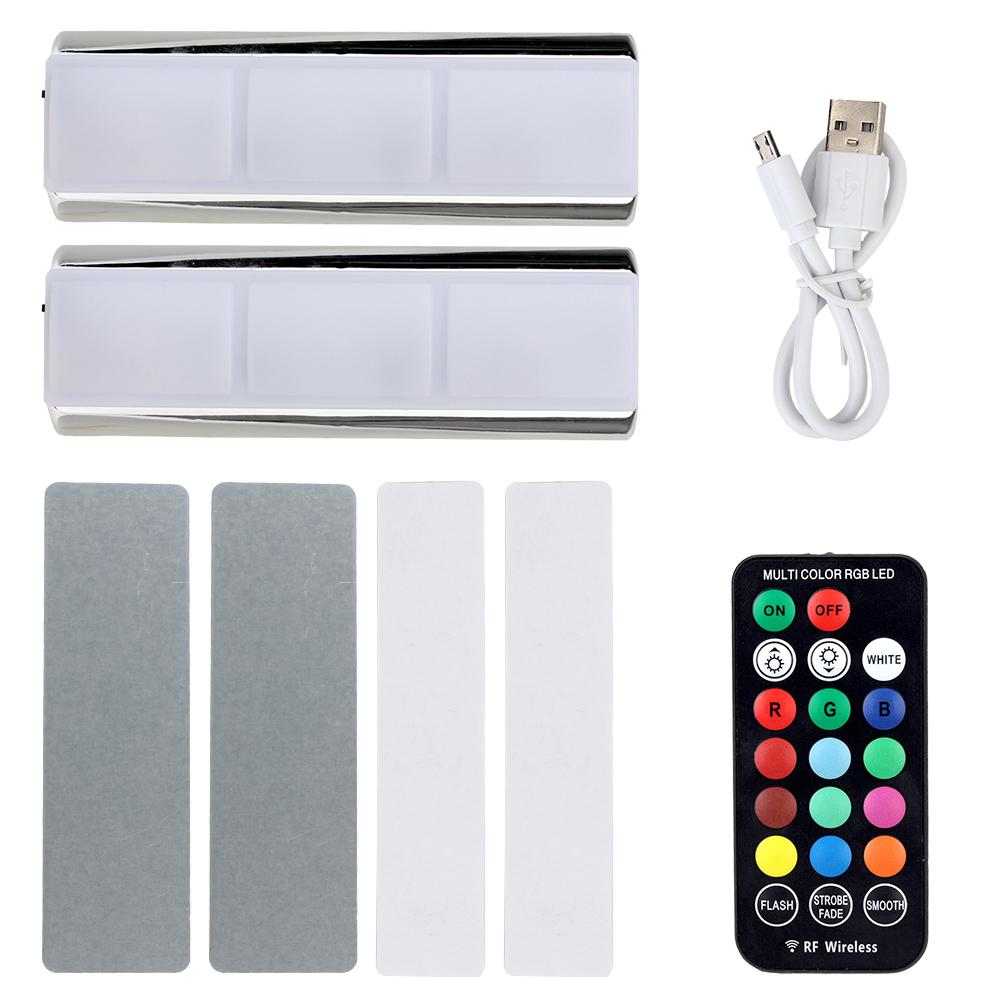 Светодиодная лампа для подсветки салона автомобиля, декоративная лампа RGB, лампа для подсветки ног с зарядкой, автоматическая лампа окружающего света, светодиодная беспроводная лампа с пультом дистанционного управления, 2 шт.