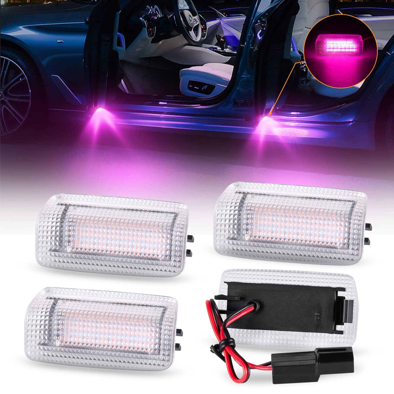 Светодиодная лампа подсветки салона POPMOTORZ Crown Majesta серии 180, серии 200, серии 210, лампа приветствия, лампа подсветки двери, соответствует требованиям техосмотра, универсальная розовый